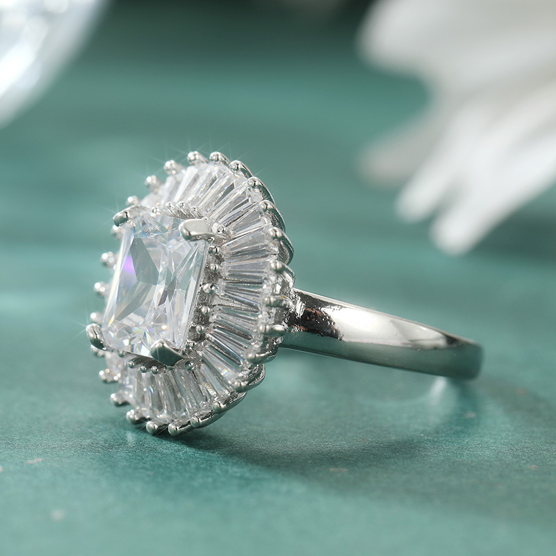 Women's Geometric Synthetic Cubic Zirconia Ring, Elegant Accessory